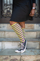 Striped Knees - Lime/Purple