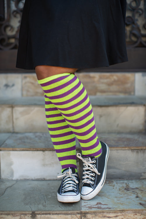 Striped Knees - Lime/Purple