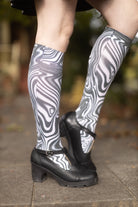Black and White Swirl Printed Trouser Socks