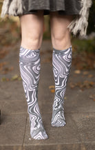 Black and White Swirl Printed Trouser Socks