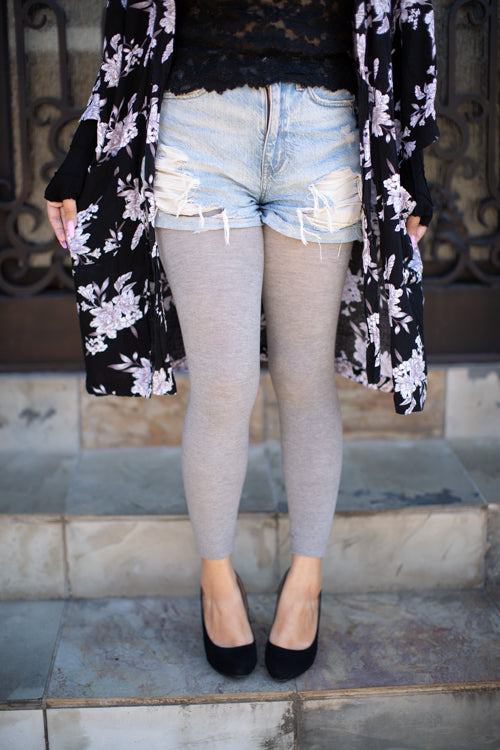 Signature Cotton Leggings - Heather Slate 