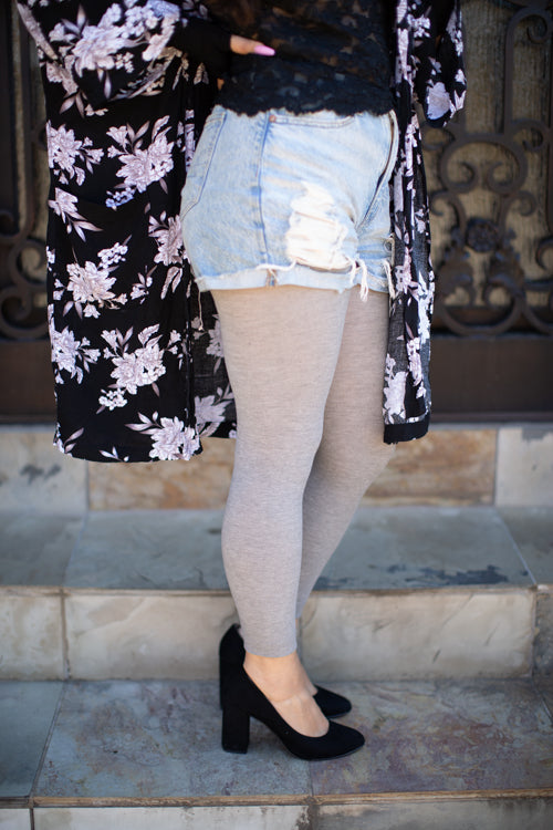 Signature Cotton Leggings - Heather Slate 