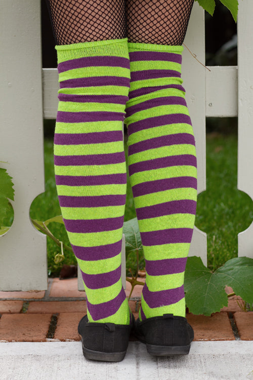 Striped Knees - Lime/Purple