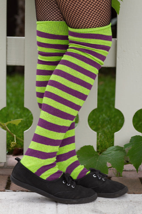 Striped Knees - Lime/Purple