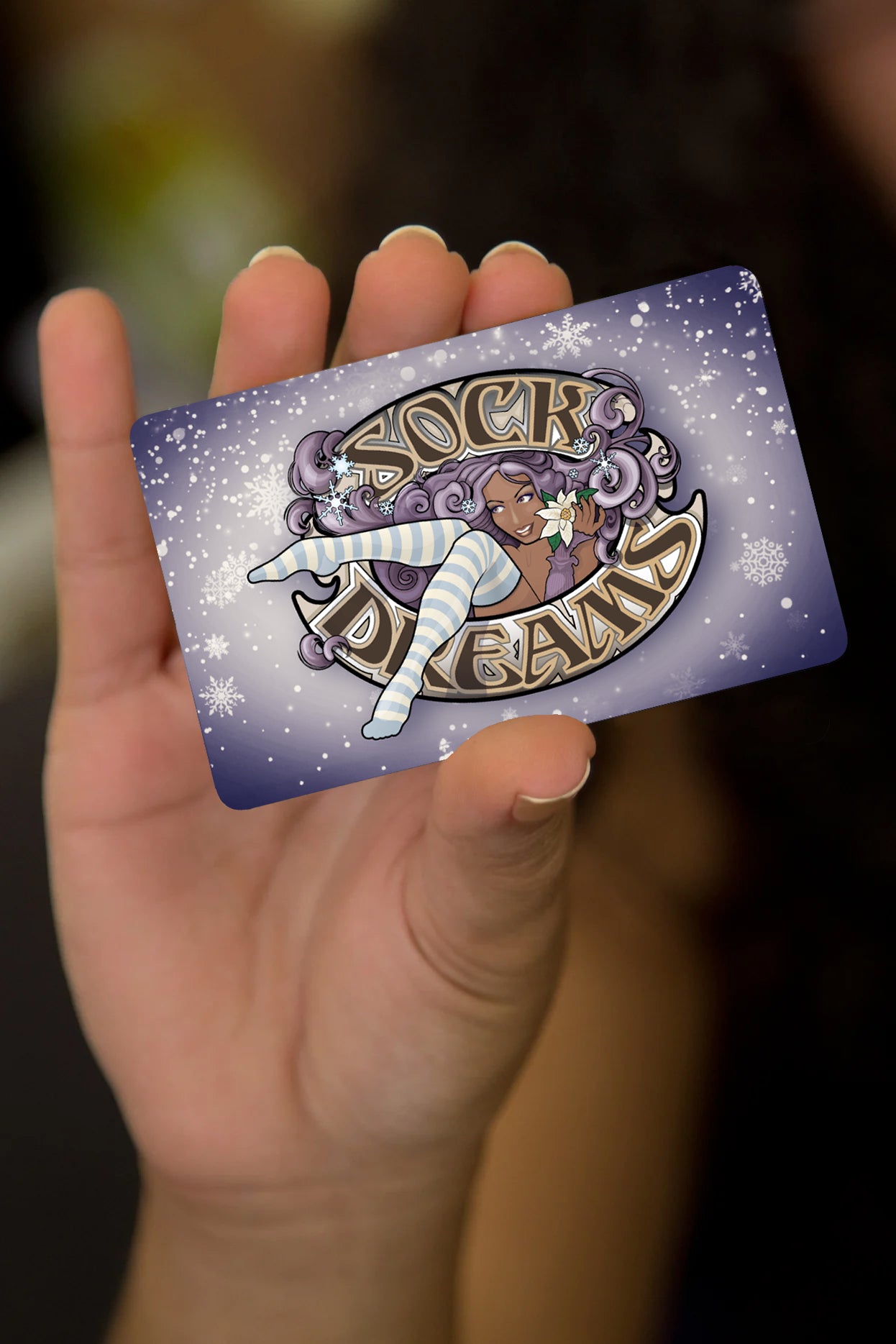 purple snowy gift card