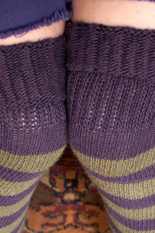 Super Stripes Knee Socks - Plum/Olive