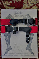 1 Inch Metallic Elastic Buckle Garter - Red with Black Leather