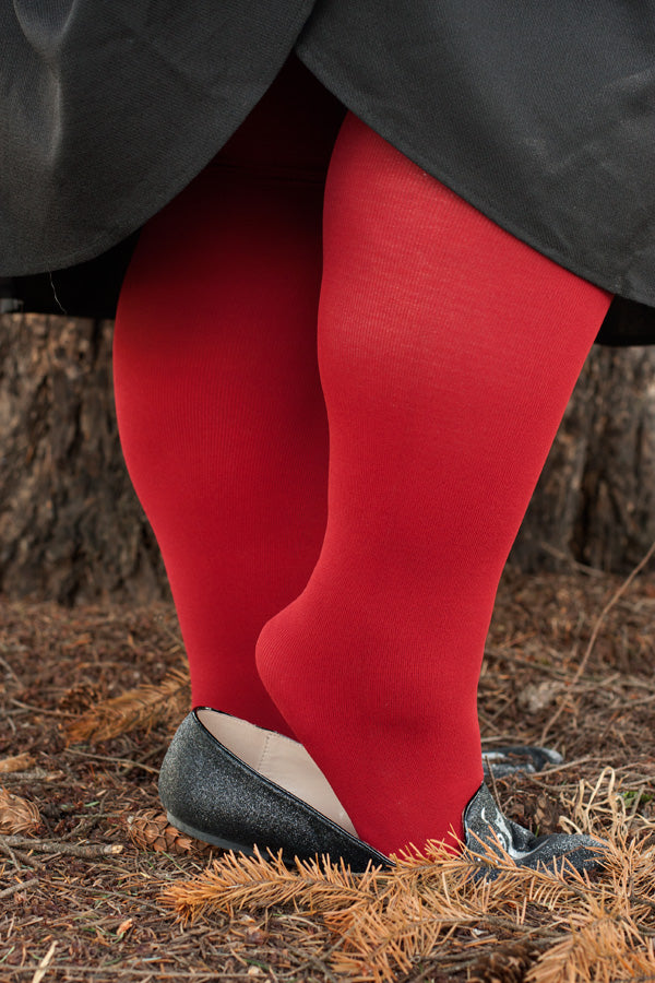 Big Tights Co. 180 Denier Tights - Red - Extra Plus