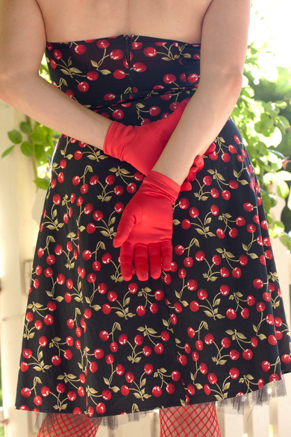 Classic Satin Gloves - Red