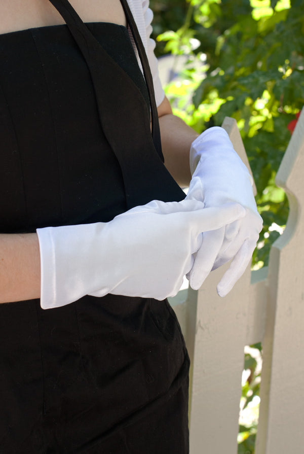 Classic Satin Gloves - White