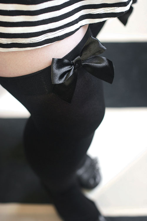 Faux Thigh High Socks- Black Tights that Look like Thigh Highs
