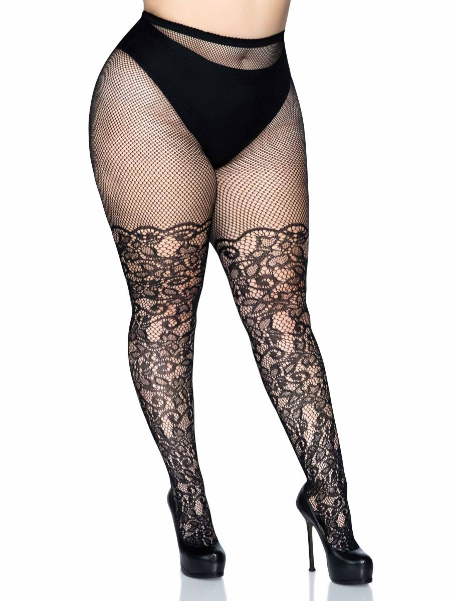 Gold Studded Footed Plus-Size Tights