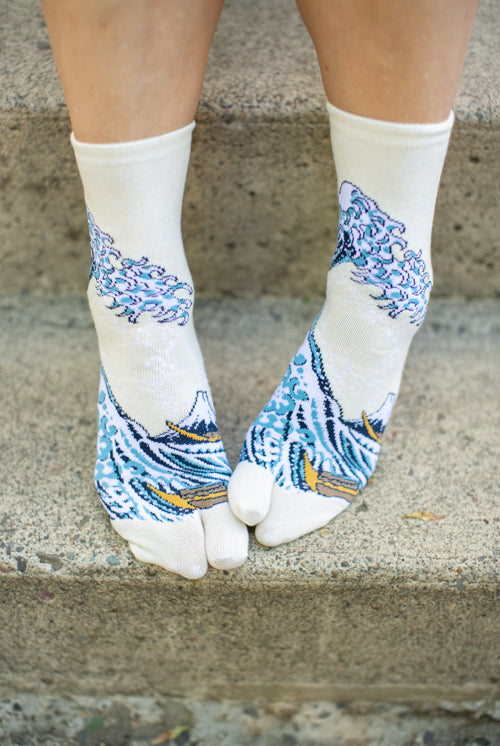 Tabi Socks- Comfortable Yellow/Green/Blue Stripes Ankle-High Toe Socks –  LacePoet
