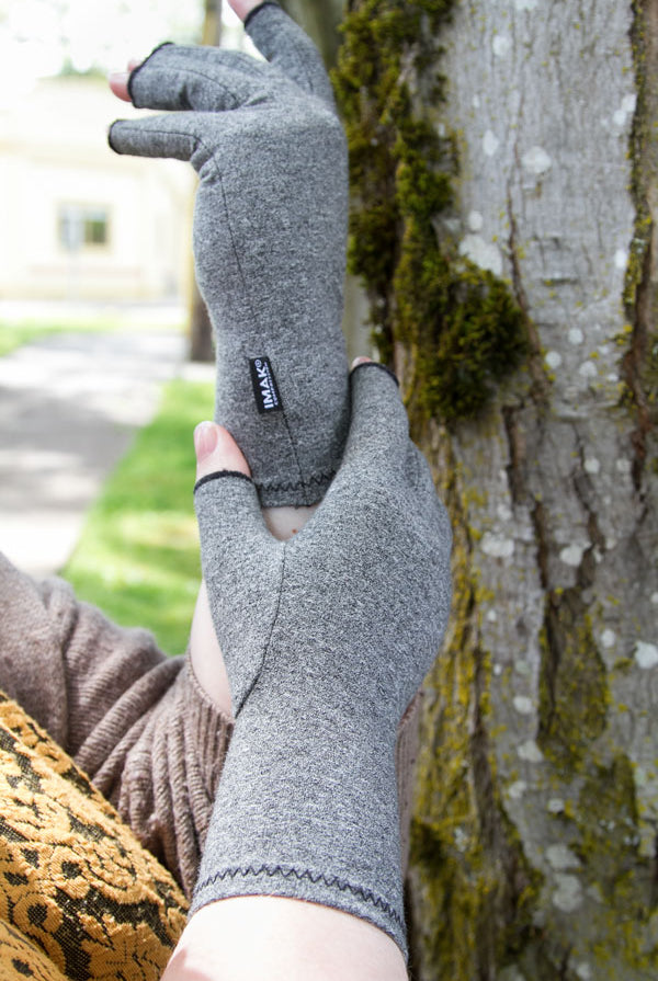 Imak Compression Fingerless Gloves - Grey - Medium