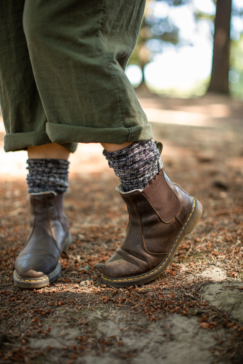 Marled Slouch Socks - Black