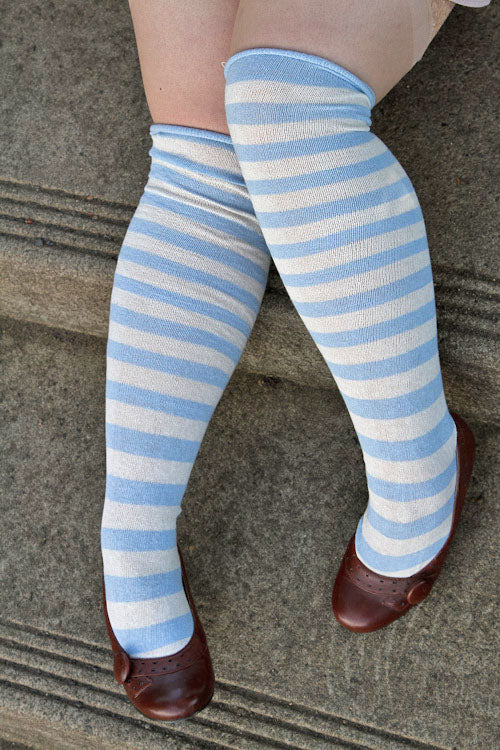 Striped Knees - Light Blue & Sweet Cream