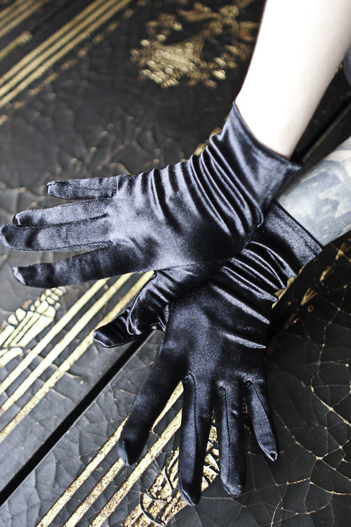 Classic Satin Gloves - Black