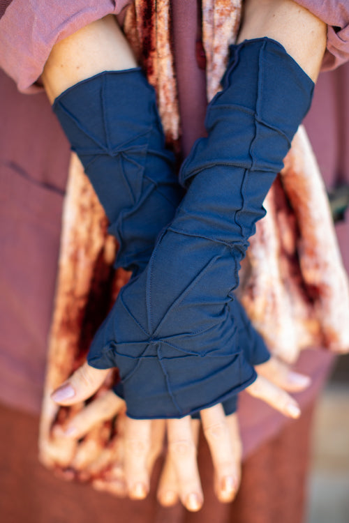Textured Arm Warmers - Navy