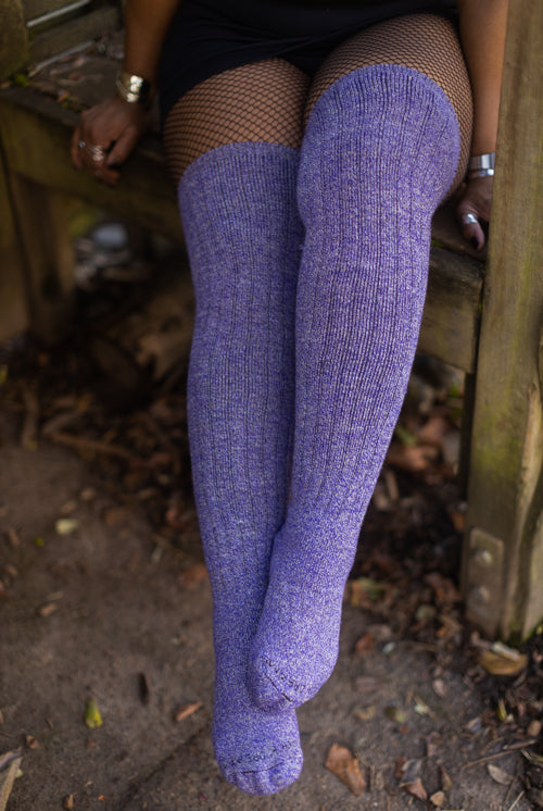 Fuzzy Striped Thigh Highs Stockings Socks ABDL CGL