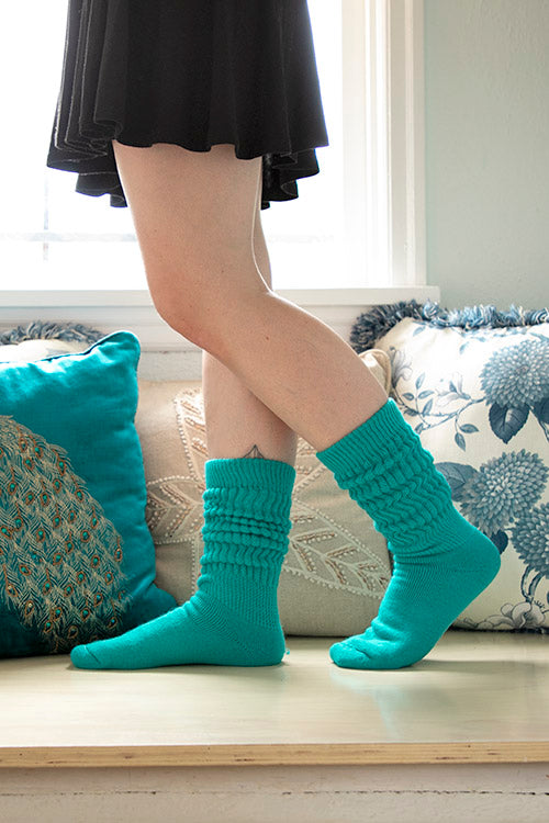Cozy Slouch Socks - Turquoise