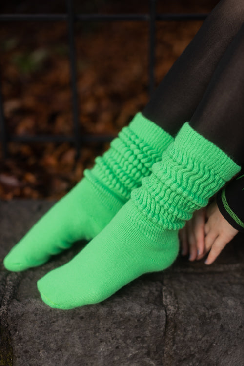 Cozy Slouch Socks - Neon Green