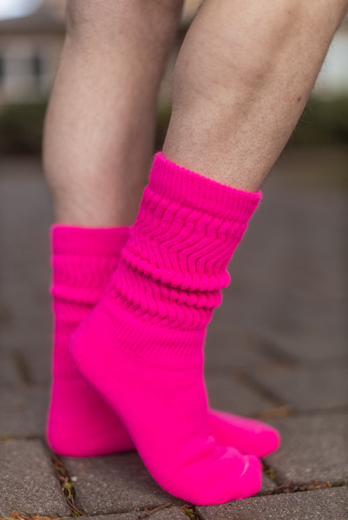 Cozy Slouch Socks - Neon Pink