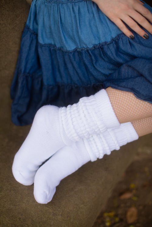 Cozy Slouch Socks - White