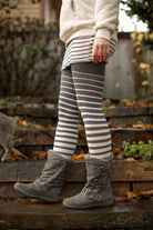 Extraordinarily Longer Gradient Stripe Socks - Charcoal & Sweet Cream