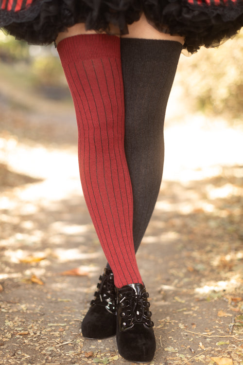 Pinstripe Thigh High - Red