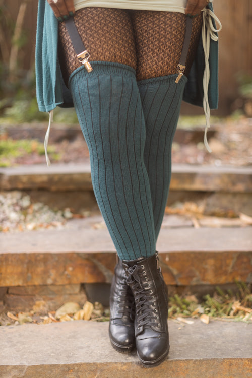 Pinstripe Thigh High - Teal