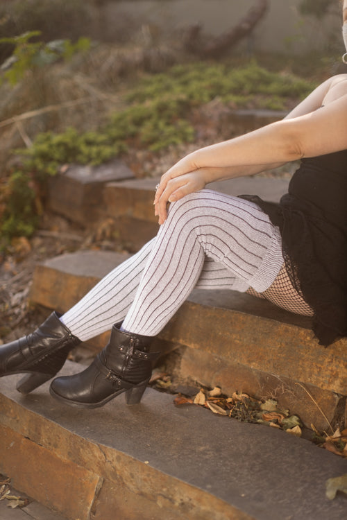 Pinstripe Thigh High - White