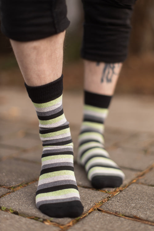 Pastel Pride Stripes Crew Socks - $1 donation to PDX ASC - Aromantic