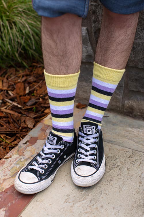 Pastel Pride Stripes Crew Socks - $1 donation to PDX ASC - Nonbinary