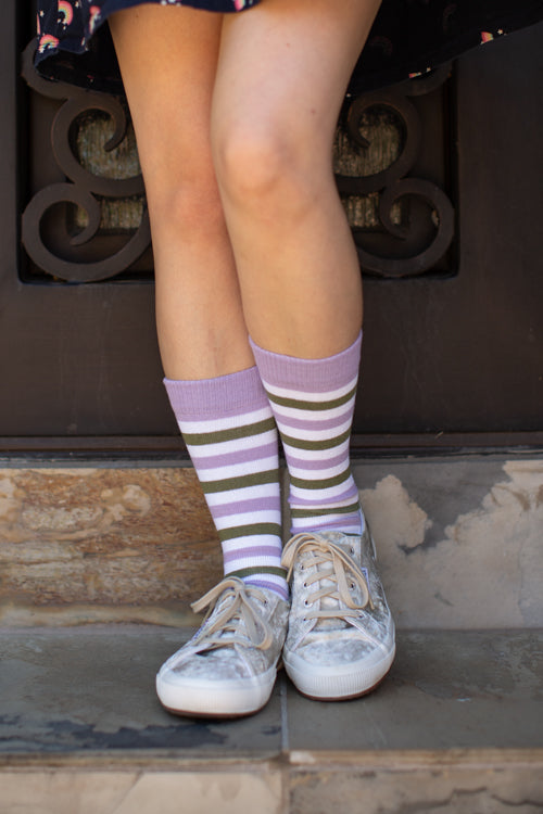 Pastel Pride Stripes Crew Socks - $1 donation to PDX ASC - Genderqueer