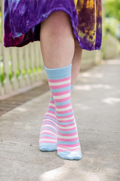 Pastel Pride Stripes Crew Socks - $1 donation to PDX ASC - Trans