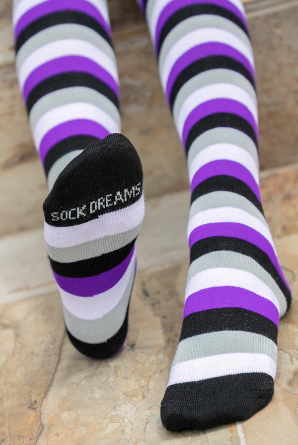 Long Pride Stripes Tube Socks - $1 donation to OutRight Action! - Asexual