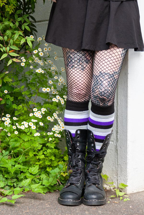Pride Stripes Knee High Socks - $1 donation to SAGE - Asexual