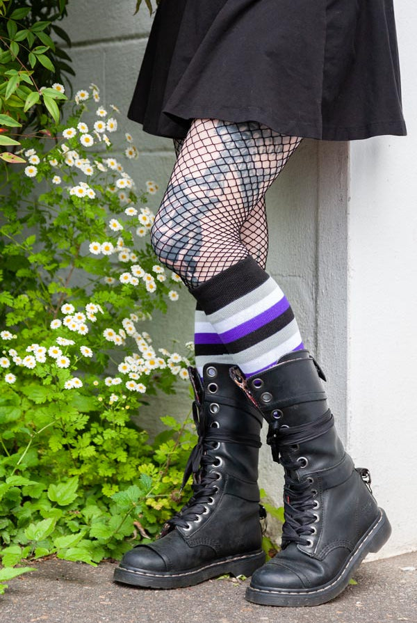 Pride Stripes Knee High Socks - $1 donation to SAGE - Asexual