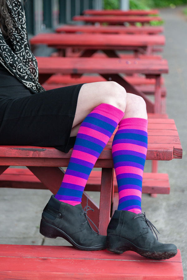 Pride Stripes Knee High Socks - $1 donation to SAGE - Bisexual