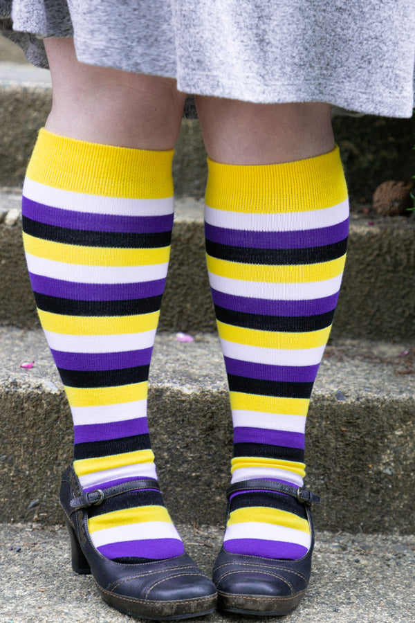 Pride Stripes Knee High Socks - $1 donation to SAGE - Nonbinary