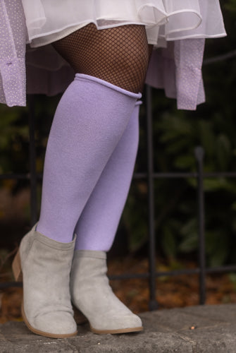 Roll Top Knee Socks - Lilac
