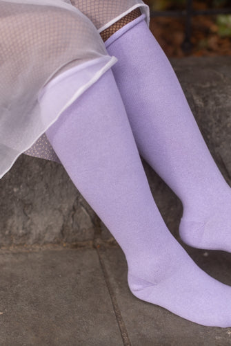 Roll Top Knee Socks - Lilac
