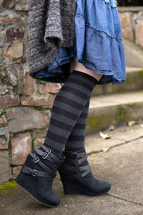 Topumt Striped Knee High Socks, Long Over the Knee Striped