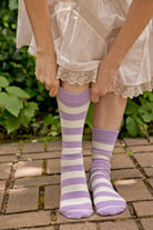 Simply Striped Tube Socks - Lilac/Sweet Cream