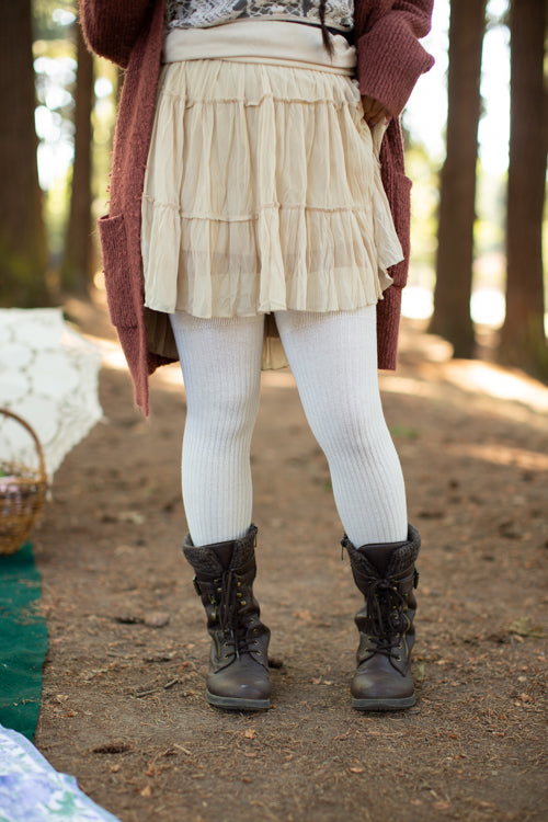 Vertical Lines Thigh High - Sweet Cream