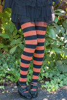 Extraordinarily Longer Striped Thigh High Socks - Black & Spice