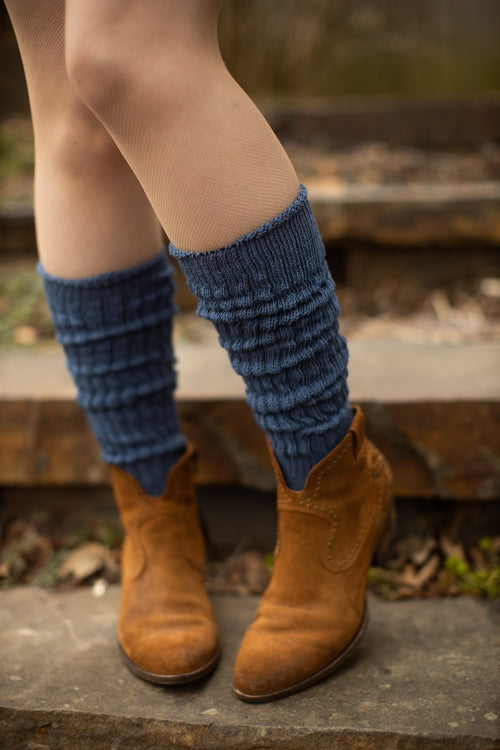 Cotton Slouch Socks - Denim