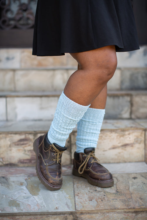 Cotton Slouch Socks - Light Blue