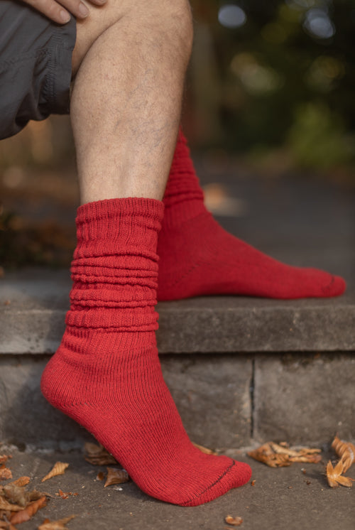 Cotton Slouch Socks - Red
