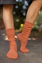 Cotton Slouch Socks - Rust